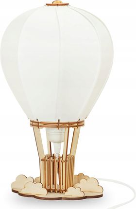 Deku Balon Lampa Stojąca Nocna Drewniana Biała Oprawka L701924