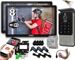 Wideodomofon jednorodzinny na furtkę i bramę 5Tech Verus 84228 DIN 2x monitor 8'' Szyfrator, czytnik zbliżeniowy Aplikacja Tyua System 4 żyłowy, Szero