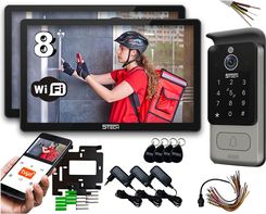 Wideodomofon jednorodzinny na furtkę i bramę 5Tech Verus 84228 2x monitor 8'' Szyfrator, czytnik zbliżeniowy Aplikacja Tyua System 4 żyłowy, Szeroki k