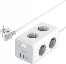 Zdjęcie Tessan TS-306-C 3 gniazda 2x USB-A USB-C Biały (TS306C) - Drawno