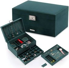 Zdjęcie Organizer Szkatułka na biżuterię Artnico 3 poziomowy butelkowa zieleń - Brzesko