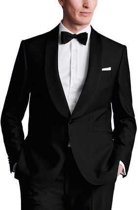 Charles Tyrwhitt Shawl Lapel Tuxedo Jacket — Black - Slim fit | 48 | Zkrócone Marynarka smokingowa z gładką klapą szalową Garnitury