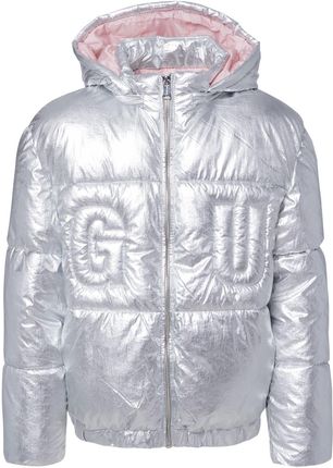 Dziecięca Kurtka zimowa pikowana Guess Hooded Padded LS Puffer W/Zip J4Bl10Weyo0-Slv – Srebrny