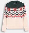 Sweter dzianinowy wielokolorowy ze świątecznym wzorem