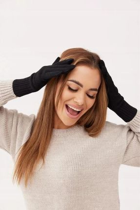 Rękawiczki pojedyncze 100% WEŁNA MERINO - CLASSY - BLACK - zdjęcie 3