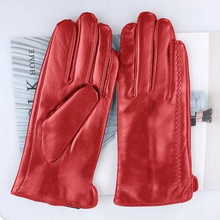 Moramo Rękawiczki Skórzane Damskie Premium Stylish Red M - zdjęcie 3