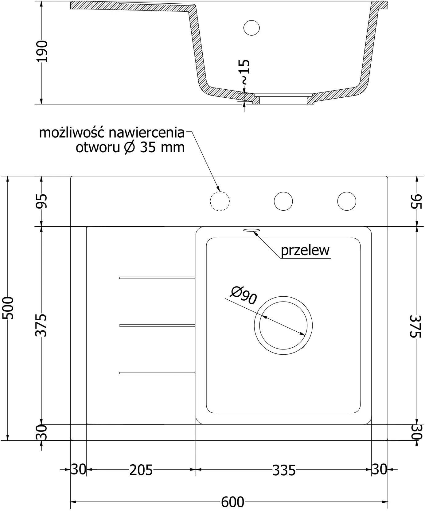 百瀬ページ Zlewozmywak Mexen Ben Granitowy 60x50 Beżowy 6523605000-69