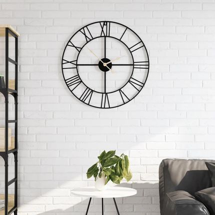 VidaXL Zegar Ścienny Czarny 50Cm Żelazo (4008411)