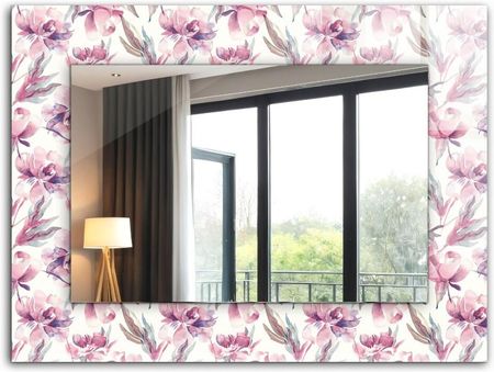 Tulup Lustro Z Nadrukiem Fioletowe Kwiatowe Wzory 60X60 Cm