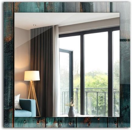 Tulup Lustro Z Drukowaną Ramką Drewniane Zielone Deski 60X60 Cm - zdjęcie 2