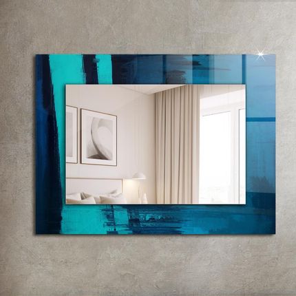 Tulup Lustro Dekoracyjne Abstrakcyjna Niebieska Sztuka 80X60 Cm - zdjęcie 2