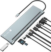 Zdjęcie Techly Stacja dokująca notebook USB-C na HDMI/DP/VGA/USB-A/RJ45/SD/USB-C PD (AYTEYS000365368) - Mieroszów