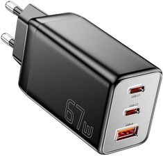 Essager ECT67W-LJB01-Z, GaN, 2xUSB-C, USB-A, 67W Czarna