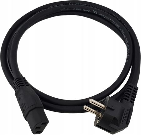 Kabel Zasilający 1.5m Iec C13 Wtyk Schuko Kątowy 3X1,5MM2 Guma Czarny - zdjęcie 3