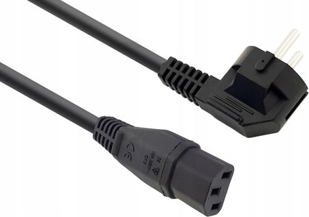 Kabel Zasilający 1.5m Iec C13 Wtyk Schuko Kątowy 3X1,5MM2 Guma Czarny - zdjęcie 2