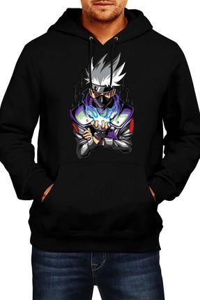 Kakashi Sharingan Herren Kapuzenpullover Bluzy Anime Manga Comics Japan Animation, Man 2XL / Schwarz