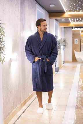 Szlafrok Frotte MrTowel "M" 100% Bawełna 380g do Domu Hotelu SPA Granatowy