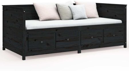 Dkd Home Decor Łóżko Dzienne Czarne 75X190 Cm Lite Drewno Sosnowe - zdjęcie 2
