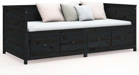Dkd Home Decor Łóżko Dzienne Czarne 80X200 Cm Lite Drewno Sosnowe - zdjęcie 2