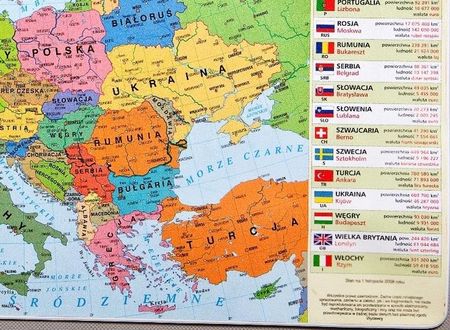 Podkładka Mapa Polityczna Europy + Inne Dane ! Dokładna - zdjęcie 2
