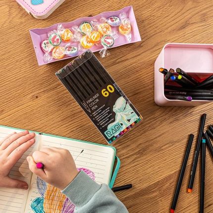 Cienkopisy Kreślarskie Fineliner Zestaw 60 Kolorów Pisaki Rysowania 0.4Mm - zdjęcie 2