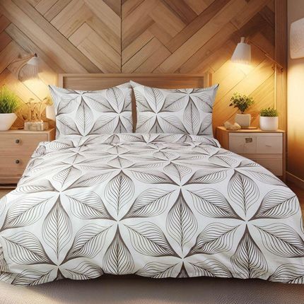 Darymex Pościel Satynowa 1536/1 kremowa beżowa liście 160x200 cm