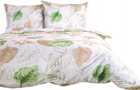 Darymex Pościel flanelowa 31505/2 biała beżowa zielona liście 160x200 cm
