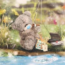 Zdjęcie Carte Blanche Greetings Ltd. Kartka Urodzinowa Holograficzna 3D Miś Łowiący... - Gniew