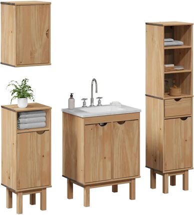 vidaXL 4-Częściowy Zestaw Mebli Łazienkowych Otta Lite Drewno Sosnowe (3307683)