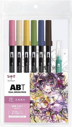 Tombow Zestaw Manga Flower 6 X Abt + Wodny Pędzel