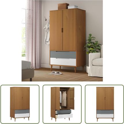 The Living Store Szafa Molde Brown 90X55X175 Cm Lite Drewno Sosnowe