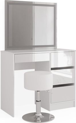 Vicco Stół Do Toalety Sherry 90 Cm Z Lustrem Led I Stołkiem Biały Wysoki Połysk