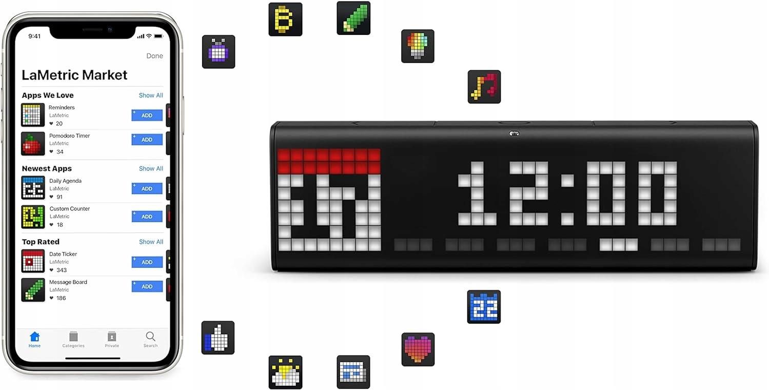 LaMetric TIME LM 37X8 スマート時計 Radiobudzik LaMetric Time zegar Wi-Fi do inteligentnego domu