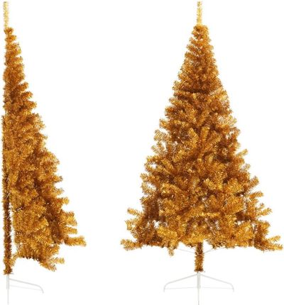 Zakito Europe Sztuczna Choinka Połówka Złota Z Pet I Stalą Wysokość 210cm Szerokość 120cm 605 Gałązek (ZE344693)