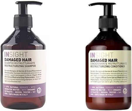 Insight Zestaw Damaged Hair Restructurizing Głęboko Odbudowujący Do Włosów Zniszczonych Szampon 400ml + Odżywka 400ml