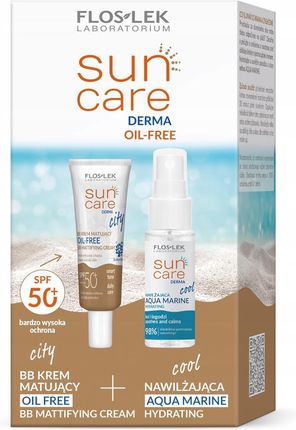 Flos-Lek Krem Floslek Sun Care Derma Oil-Free Zestaw: Matujący Spf50 30Ml + Mgiełka Aqua Marine 30Ml