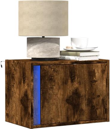 vidaXL Wiszące szafki nocne z LED, 2 szt., przydymiony dąb (852098)