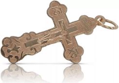 Kaliky Złoty krzyż Prawosławny 14k 585 zawieszka krzyżyk czerwone złoto oc005r