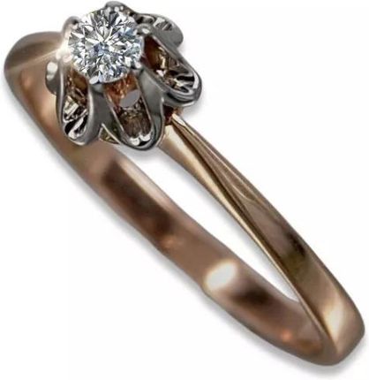 Kaliky Złoty pierścionek rosyjski z różowego 14 złota z brylantem vrd353 Vintage