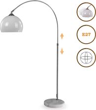 Jago® LAMPA PODŁOGOWA ŁUKOWA STOJĄCA KLOSZ BIAŁY 25 CM REGULOWANA 130-180 CM