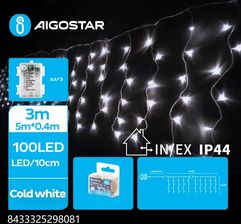 Zdjęcie Aigostar Lampki Choinkowe Sople Przepływ Na 3 Baterie Aa Zimna Biel Płaska Taśma Świetlna - Piastów
