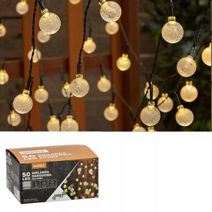 Gardenline Girlanda Solarna Ogrodowa Dł. 2 + 7.35 M Bubble 50 Led Ciepły Bia (Sol3767)