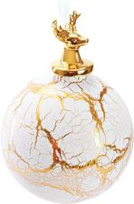 Brubaker Premium Bombka Świąteczna Jeleń Na Marmurowej Kuli Białe Złoto 10 Cm Szklana Choinkowa Z Porcelanową Figurką Głowy Jelenia