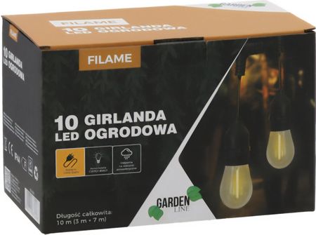 Gardenline Girlanda Ogrodowa 10M 10 Led Filame Ciepły Biały Z Uchwytami 230V (5900779871243)