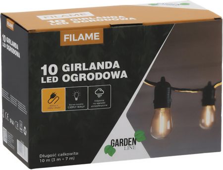 Gardenline Girlanda Ogrodowa 10M 10 Led Filame Ciepły Biały 230V (5900779871236)