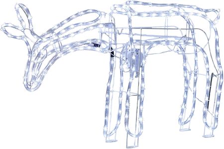 Beliani Dekoracja Ogrodowa Led Metalowa Biała 80x20 53 Cm Ruchomy Renifer Świąteczna Ozdoba Zewnętrzna Ze Światełkami