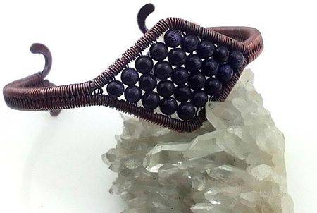 Damska bransoletka miedziana z kulkami Nocy Kairu, obwód 17 cm - regulowany. Ludwika Lipińska