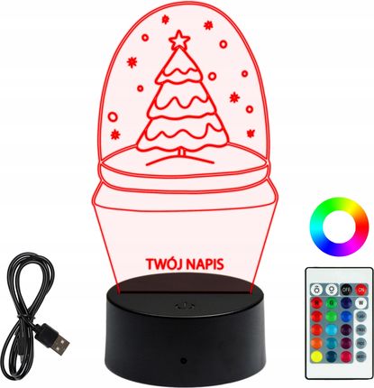 Lampka Nocna 3D LED Grawer Plexi Prezent Dla Dziecka Świąteczna Kula