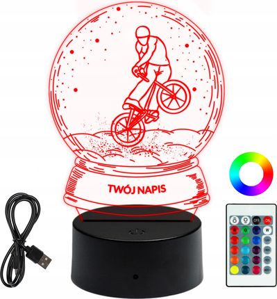 Lampka Nocna 3D LED Grawer Plexi Prezent Dla Dziecka Kula Snieżna BMX