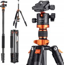Zdjęcie Statyw z włókna węglowego 160cm 10kg + Monopod / K&F / D254C1 +BH-28L / KF09.109 - Częstochowa